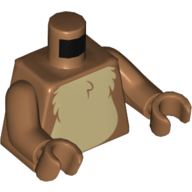 Torso Tan Fur on Chest with Black and White Tail to Right on Back Print, Medium Nougat Arms and Hands Medium Nougat