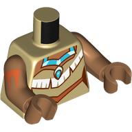 Torso, Native American Clothing, White Trim, Light Aqua/Medium Azure Necklace print, Medium Nougat Arms, Medium Nougat Hands Tan