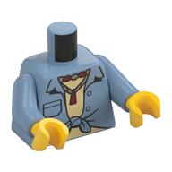 Torso, Shirt, Knot, Dark Tan Necklace, Dark Red Pendant, Tan Shirt print, Sand Blue Arms, Yellow Hands Sandblau