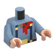 Torso, Pixelated Red Handkerchief, Dark Blue Suspenders, Dark Brown Belt print, Sand Blue Arms, Light Nougat Hands Sand Blue
