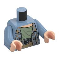 Torso Jacket, Open over Sand Green Undershirt, Black Belt, and Dark Tan Waist Print, Sand Blue Arms, Light Nougat Hands Sand Blue