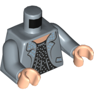 Torso, Jacket, Black Shirt, Medium Blue Dots print, Sand Blue Arms, Light Nougat Hands Sandblau