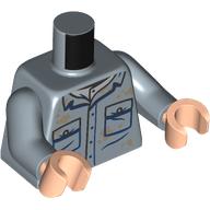 Torso, Shirt, Dark Blue Trim/Pockets, Dirt Stains print, Sand Blue Arms, Light Nougat Hands Sand Blue