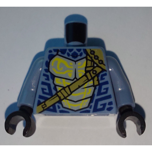Torso Bare Chest, Dark Blue Markings, Light Bluish Gray and Yellow Snake Belly, Strap print, Sand Blue Arms, Black Hands Sandblau