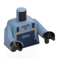 Torso, Pixelated Dark Blue Overalls print, Sand Blue Arms, Black Hands Sand Blue