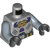 Torso Space Suit with Gold Panel with Dark Purple Tubes, Belt Print, Sand Blue Arms, Black Hands Hellblaugrau