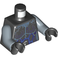 Torso Dark Purple and Bright Light Blue Rock / Lightning Effect and White Arcane Symbols Print, Sand Blue Arms, Black Hands Black