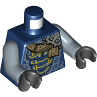 Torso Armor, Dark Blue Snake Scale Chestplate, Dark Tan Sash, Shoulder Armor Print, Sand Blue Arms, Black Hands Dark Blue