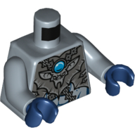 Torso Armor Gray with Silver Buckles, Bat Pendant and Blue Round Jewel (Chi) Print, Sand Blue Arms, Dark Blue Hands Sand Blue