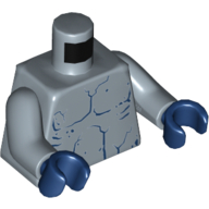 Torso Muscles Outline and Cracks Print, Sand Blue Arms, Dark Blue Hands Sandblau