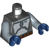 Torso Armor Plates Metallic Silver Elaborate Print (Jango Fett), Sand Blue Arms, Dark Blue Hands Perltitan