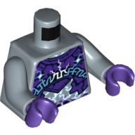 Torso Dark Purple Rock Plates, White and Bright Light Blue Lightning Effect and Arcane Symbols Print, Sand Blue Arms, Dark Purple Hands Sandblau