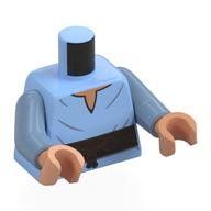 Torso, Shirt, Wrinkles, Dark Brown Belt, Rope print, Sand Blue Arms, Nougat Hands Leuchtendes Hellblau