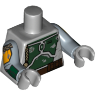 Torso Armor Plates Dark Green Print (Boba Fett), Sand Blue Arms Printed, Light Bluish Gray Hands Hellblaugrau