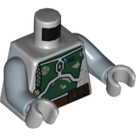 Torso Dark Green Armor Plates Front and Back with Small Emblem on Chest print (Boba Fett), Sand Blue Arms, Light Bluish Gray Hands Light Bluish Gray