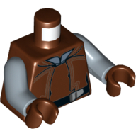 Torso Vest over Shirt and Black Belt with Silver Buckles Print, Sand Blue Arms, Reddish Brown Hands Rotbraun