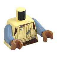 Torso, Shirt, Orange Stripes, Sand Blue Spots, Reddish Brown Utility Belt print, Sand Blue Arms, Medium Nougat Hands Bright Light Yellow
