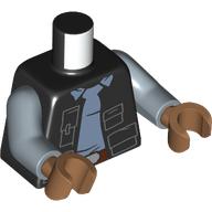 Torso, Jacket with Pockets, Sand Blue Shirt, Dark Brown Belt print, Sand Blue Arms, Medium Nougat Hands Schwarz