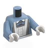 Torso, White Maid Apron, Light Bluish Grey Trim print, Sand Blue Arms, White Hands Sandblau