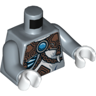 Torso Fur, Glowing Bones, Copper Armor with Rivets, Chains and Blue Round Jewel (Chi) Print, Sand Blue Arms, White Hands Sand Blue