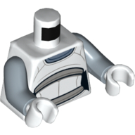 Torso, White Tunic, Light Bluish Grey Bands, Sand Blue Neck print (Taun We), Sand Blue Arms, White Hands White