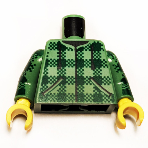 Torso Jacket, Dark Green Plaid print, Sand Green Arms, Yellow Hands Sand Green