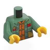 Torso, Plaid Shirt, Buttons, Red Panels, Dark Orange Shirt, Laced print, Sand Green Arms, Yellow Hands Sandgrün