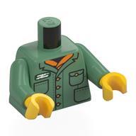 Torso, Vest, Pockets, White Badge, orange Shirt print, Sand Green Arms, Yellow Hands Sand Green