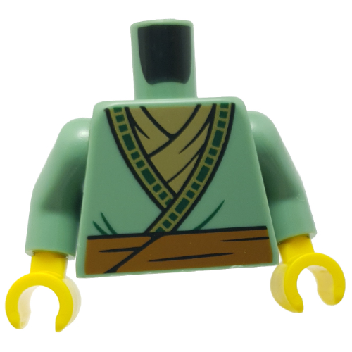 Torso Robe, Dark Tan Undershirt, Dark Orange Sash Belt Print, Sand Green Arms, Yellow Hands Sand Green