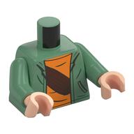 Torso, Jacket, Orange Shirt, Reddish brown Strap/Pouch/Fanny Pack print, Sand Green Arms, Light Nougat Hands Sand Green
