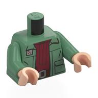 Torso, Jacket, Dark Red Shirt, Dark Brown Belt, Silver Buckle print, Sand Green Arms, Light Nougat Hands Sandgrün