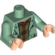Torso Jacket, Open over Brown Plaid Shirt Print (Arthur Weasley), Sand Green Arms, Light Nougat Hands Sandgrün