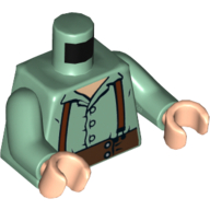 Torso Shirt with Buttons and Suspenders Print (Frodo), Sand Green Arms, Light Nougat Hands Sandgrün