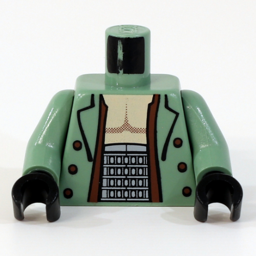 Torso Jacket, Open over Bare Chest and Large Belt Print (Dr. Octopus), Sand Green Arms, Black Hands Sandgrün