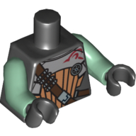 Torso Armor with Medium Nougat Panel, Reddish Brown Shoulder Strap Print (Embo), Sand Green Arms, Black Hands Black