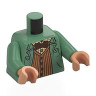 Torso, Open Coat, Medium Nougat Vest, Tan Shirt, Dark Red Bowtie print, Sand Green Arms, Nougat Hands Sandgrün
