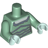 Torso Dress with Sand Blue Lines Print, Sand Green Arms, Light Aqua Hands Sand Green