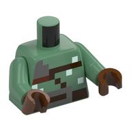 Torso, Pixelated Dark Brown Strap, Belt, Silver Belt Buckle print, Sand Green Arms, Reddish Brown Hands Sand Green