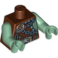 Torso Armor with Troll Skull Badge and Chains Print, Sand Green Arms and Hands Rotbraun