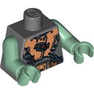 Torso Armor with Brown Belts and Troll Symbol Buckle Print, Sand Green Arms and Hands Dunkelblaugrau