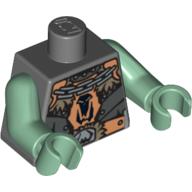 Torso Armor with Chain Necklace and Large Belt Print, Sand Green Arms and Hands Dark Bluish Gray