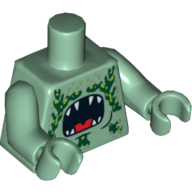 Torso Barracuda with Open Mouth and Seaweed Print, Sand Green Arms and Hands Sand Green
