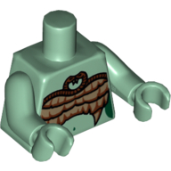 Torso Medusa Entwined Snakes, Scales and Fangs Bra Print, Sand Green Arms and Hands Sand Green