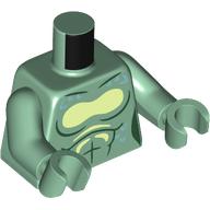 Torso, Bare Chest, Muscles, Yellowish Green Spots print, Sand Green Arms and Hands Sand Green
