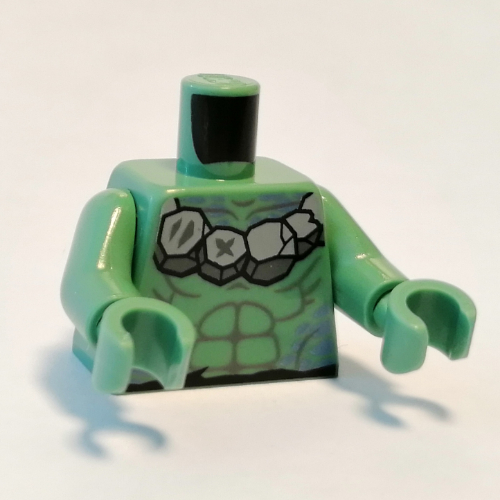 Torso Muscles, Silver Rock Necklace Print, Sand Green Arms and Hands Sandgrün