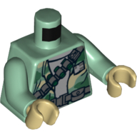 Torso Shirt, Camouflage with Weapon and Ammunition Belts Print, Sand Green Arms, Tan Hands Sandgrün