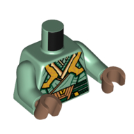 Torso, Robe, Gold Decorations, Dark Green Trim print, Sand Green Arms, Medium Brown Hands Sandgrün
