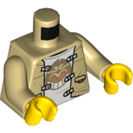 Torso Jacket, White Shirt, Clamps, Grinning Monkey Print, Tan Arms, Yellow Hands Tan