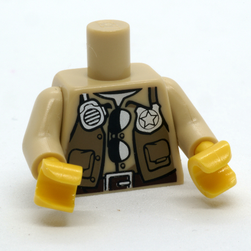 Torso Shirt, Dark Tan Vest, Pockets, Radio, Dark Brown Belt print, Tan Arms, Yellow Hands Beige