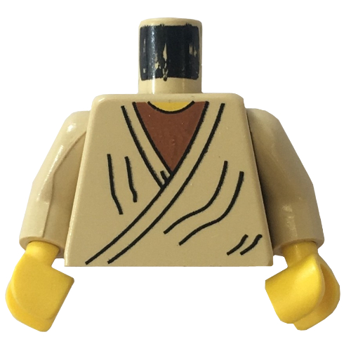 Torso Robe with Brown Undershirt and Yellow Neck Print (Old Obi-Wan), Tan Arms, Yellow Hands Beige